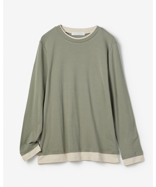 DoCLASSE( ドゥクラッセ)の「コットンガーゼ・配色クルーネック/長袖(Tシャツ/カットソー・レディース・チャコール/カーキ/ライトグレー/ピーコックグリーン系/ブルーグレー/ライトピンク/グレー・L/M/S)」の19枚目の写真