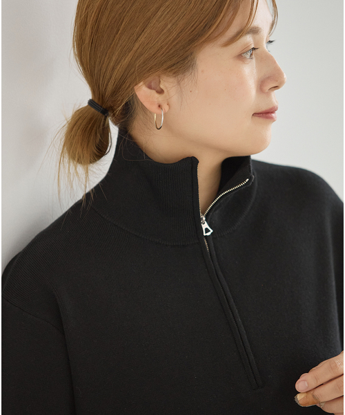 JOURNAL STANDARD(ジャーナルスタンダード)の「《WEB限定》ウォッシャブルTEXBRID ハーフZIP(ニット/セーター・レディース・ブラック/グレー・FREE)」の5枚目の写真