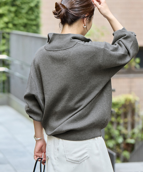 JOURNAL STANDARD(ジャーナルスタンダード)の「《WEB限定》ウォッシャブルTEXBRID ハーフZIP(ニット/セーター・レディース・ブラック/グレー・FREE)」の9枚目の写真