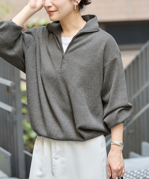 JOURNAL STANDARD(ジャーナルスタンダード)の「《WEB限定》ウォッシャブルTEXBRID ハーフZIP(ニット/セーター・レディース・ブラック/グレー・FREE)」の10枚目の写真