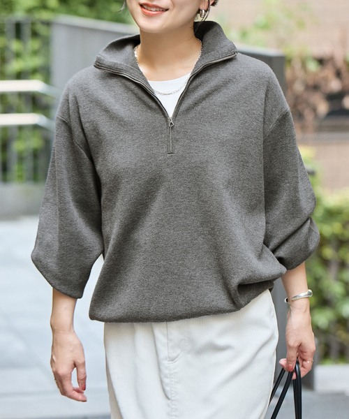 JOURNAL STANDARD(ジャーナルスタンダード)の「《WEB限定》ウォッシャブルTEXBRID ハーフZIP(ニット/セーター・レディース・ブラック/グレー・FREE)」の11枚目の写真