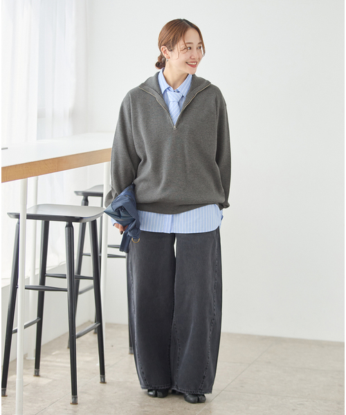 JOURNAL STANDARD(ジャーナルスタンダード)の「《WEB限定》ウォッシャブルTEXBRID ハーフZIP(ニット/セーター・レディース・ブラック/グレー・FREE)」の14枚目の写真