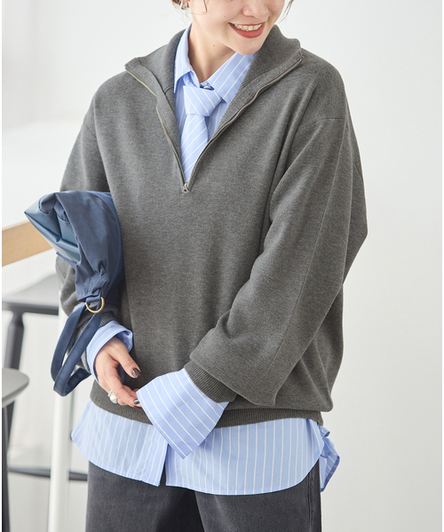 JOURNAL STANDARD(ジャーナルスタンダード)の「《WEB限定》ウォッシャブルTEXBRID ハーフZIP(ニット/セーター・レディース・ブラック/グレー・FREE)」の17枚目の写真