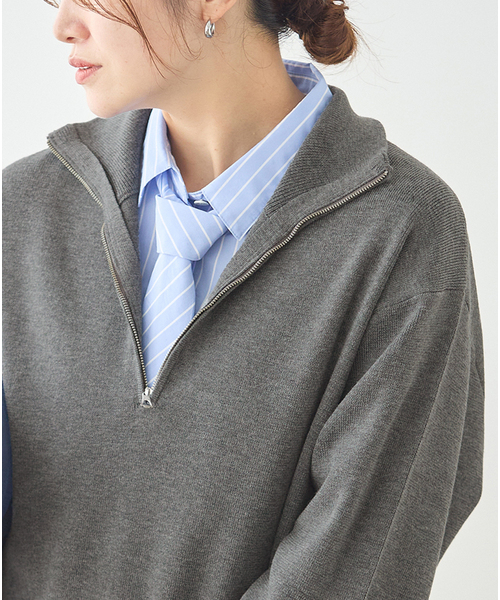 JOURNAL STANDARD(ジャーナルスタンダード)の「《WEB限定》ウォッシャブルTEXBRID ハーフZIP(ニット/セーター・レディース・ブラック/グレー・FREE)」の18枚目の写真