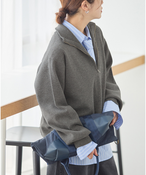 JOURNAL STANDARD(ジャーナルスタンダード)の「《WEB限定》ウォッシャブルTEXBRID ハーフZIP(ニット/セーター・レディース・ブラック/グレー・FREE)」の19枚目の写真