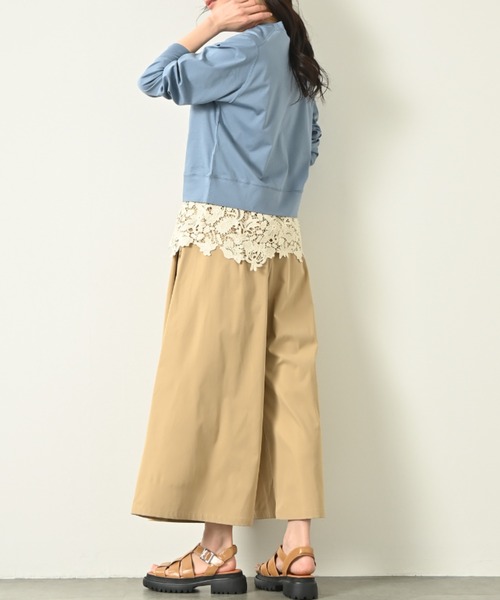 aunt lily(アントリリー)の「接触冷感 速乾 GIZAコットンプレミアムスムースデザインセッキンプルオーバー / 防シワ 綿100% GIZAコットン スムース ラウンドネック 長袖トップス きれいめ 大人カジュアル(Tシャツ/カットソー・レディース・オフホワイト/オレンジ/グレイッシュブルー/ネイビー・M/3L/LL/L/S)」の14枚目の写真