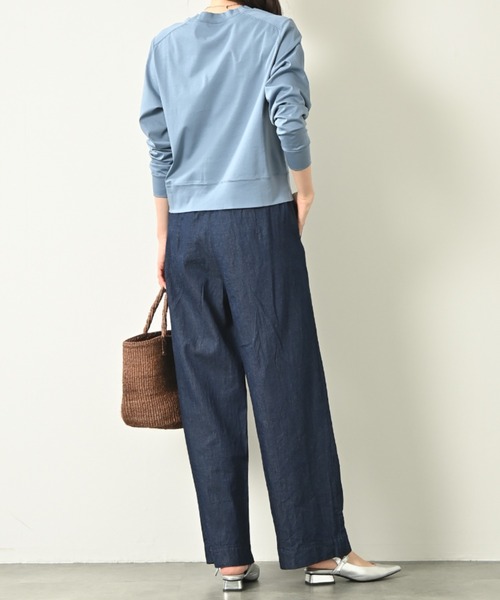 aunt lily(アントリリー)の「接触冷感 速乾 GIZAコットンプレミアムスムースデザインセッキンプルオーバー / 防シワ 綿100% GIZAコットン スムース ラウンドネック 長袖トップス きれいめ 大人カジュアル(Tシャツ/カットソー・レディース・オフホワイト/オレンジ/グレイッシュブルー/ネイビー・M/3L/LL/L/S)」の18枚目の写真