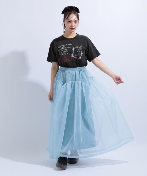 mmts(マミタス)の「HALF CAT Tシャツ 旅行 レイヤード 洗濯可能 主役トップス ライブ 猫(Tシャツ/カットソー・レディース・ブラック・XL/L/M/S)」の4枚目の写真