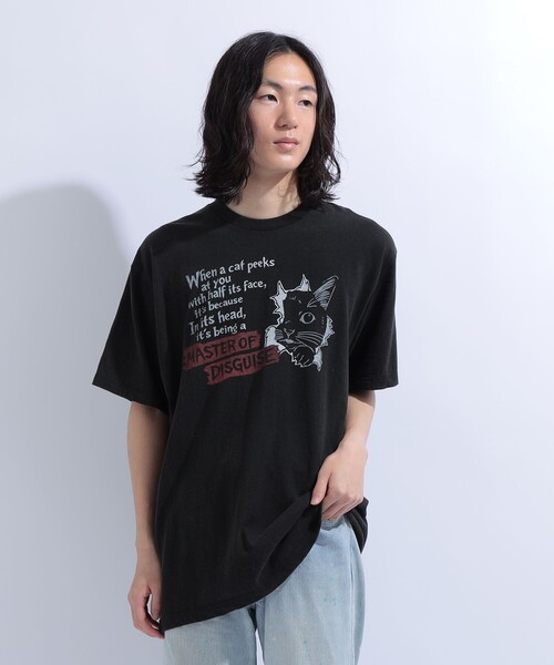 mmts(マミタス)の「HALF CAT Tシャツ 旅行 レイヤード 洗濯可能 主役トップス ライブ 猫(Tシャツ/カットソー・レディース・ブラック・XL/L/M/S)」の7枚目の写真