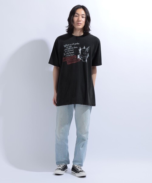 mmts(マミタス)の「HALF CAT Tシャツ 旅行 レイヤード 洗濯可能 主役トップス ライブ 猫(Tシャツ/カットソー・レディース・ブラック・XL/L/M/S)」の9枚目の写真