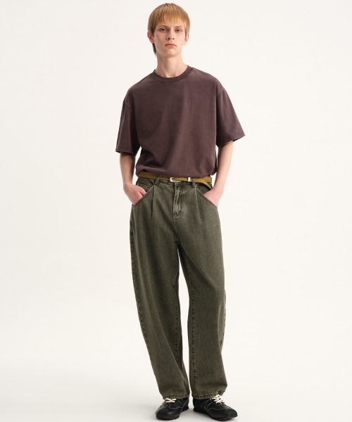 MODE COMMUTER(モードコミューター)の「Washed Jersey Crew Neck T-Shirt(Tシャツ/カットソー・メンズ・ベージュ/ブラウン・SMALL/MEDIUM/LARGE)」の4枚目の写真