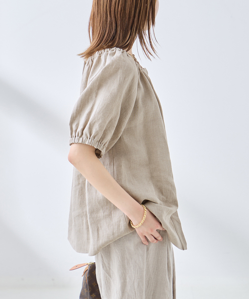 journal standard L'essage(ジャーナルスタンダードレサージュ)の「フレンチリネンギャザーブラウス(シャツ/ブラウス・レディース・グリーン系その他/アイボリー/ブラック・FREE)」の21枚目の写真