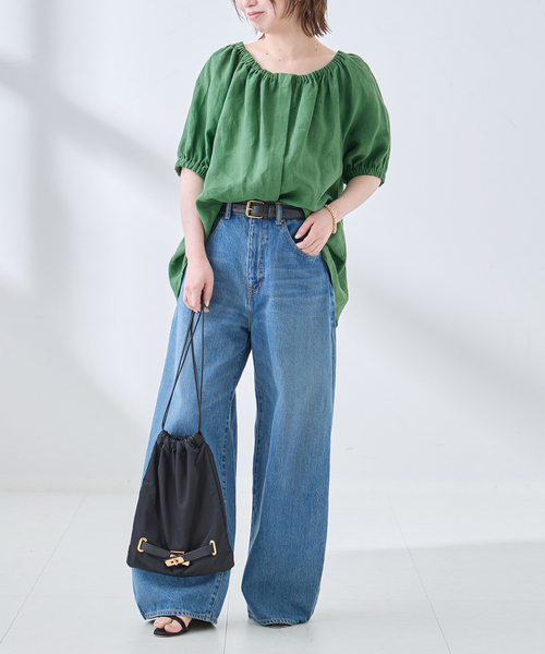 journal standard L'essage(ジャーナルスタンダードレサージュ)の「フレンチリネンギャザーブラウス(シャツ/ブラウス・レディース・グリーン系その他/アイボリー/ブラック・FREE)」の15枚目の写真