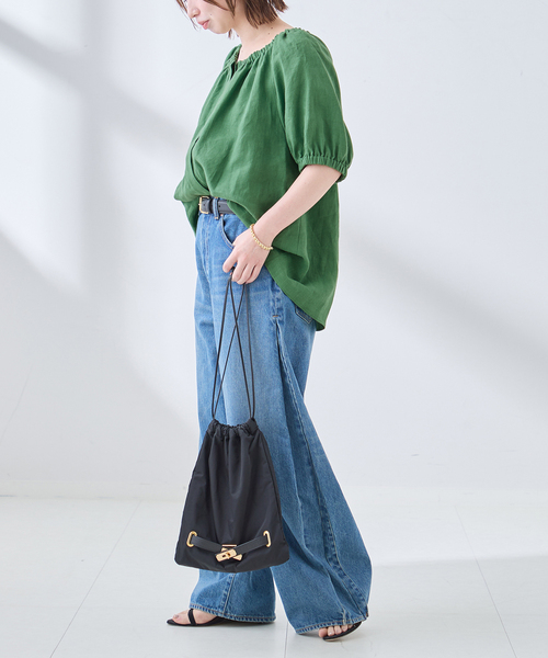 journal standard L'essage(ジャーナルスタンダードレサージュ)の「フレンチリネンギャザーブラウス(シャツ/ブラウス・レディース・グリーン系その他/アイボリー/ブラック・FREE)」の16枚目の写真