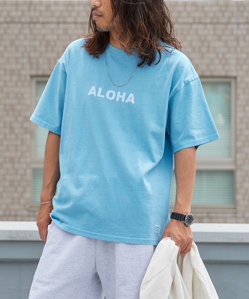 ALOHA BLUE(アロハブルー)の「ALOHA BLUE / アロハブルー ピグメントダイ ロゴプリントTシャツ 半袖Tシャツ クルーネック メンズ 秋 秋服 2026年秋冬(Tシャツ/カットソー・メンズ・ブルー・S/M/L/XL)」の5枚目の写真