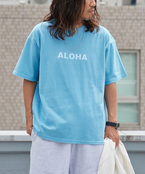 ALOHA BLUE(アロハブルー)の「ALOHA BLUE / アロハブルー ピグメントダイ ロゴプリントTシャツ 半袖Tシャツ クルーネック メンズ 秋 秋服 2026年秋冬(Tシャツ/カットソー・メンズ・ブルー・S/M/L/XL)」の6枚目の写真