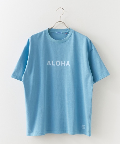 ALOHA BLUE(アロハブルー)の「ALOHA BLUE / アロハブルー ピグメントダイ ロゴプリントTシャツ 半袖Tシャツ クルーネック メンズ 秋 秋服 2026年秋冬(Tシャツ/カットソー・メンズ・ブルー・S/M/L/XL)」の2枚目の写真