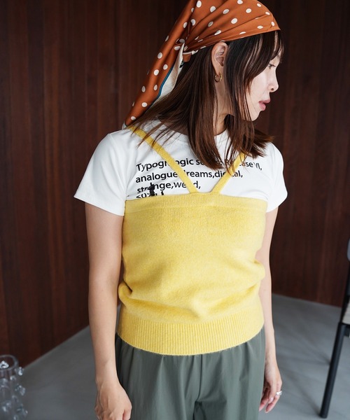 SANSeLF（サンセルフ）の「【SANSeLF】クロスラインニットビスチェ saw26s092（その他トップス・レディース・イエロー/ブラウン・FREE）」の8枚目の写真