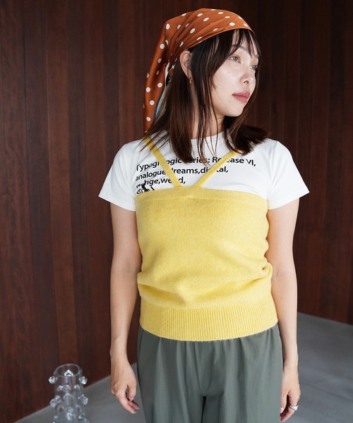 SANSeLF（サンセルフ）の「【SANSeLF】クロスラインニットビスチェ saw26s092（その他トップス・レディース・イエロー/ブラウン・FREE）」の9枚目の写真