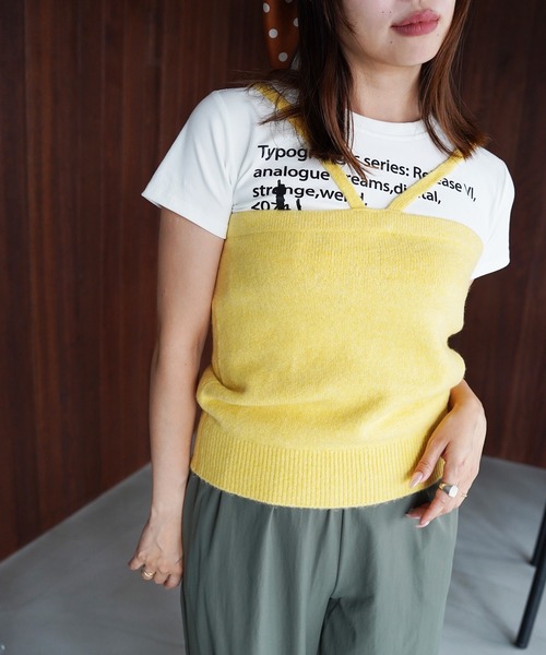 SANSeLF（サンセルフ）の「【SANSeLF】クロスラインニットビスチェ saw26s092（その他トップス・レディース・イエロー/ブラウン・FREE）」の4枚目の写真