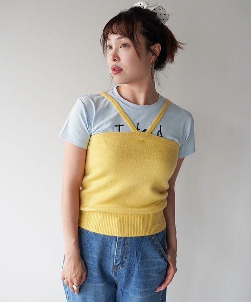 SANSeLF（サンセルフ）の「【SANSeLF】クロスラインニットビスチェ saw26s092（その他トップス・レディース・イエロー/ブラウン・FREE）」の12枚目の写真