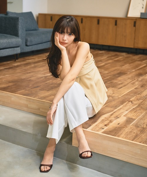 KINO THE KEI(キノザケイ)の「2WAY ラップベルト ベア トップス KINO THE KEI(チューブトップ・レディース・ホワイト/ブラック/イエロー・フリー)」の7枚目の写真