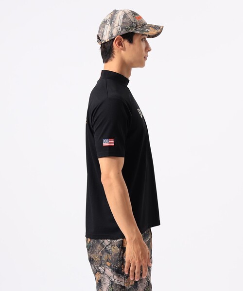 BEAMS GOLF(ビームスゴルフ)の「ORANGE LABEL / バッグロゴ ツリーカモ モックネックシャツ(吸水速乾・UVカット)(Tシャツ/カットソー・メンズ・ブラック/その他・XL/L/M/S)」の7枚目の写真