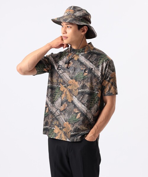 BEAMS GOLF(ビームスゴルフ)の「ORANGE LABEL / バッグロゴ ツリーカモ モックネックシャツ(吸水速乾・UVカット)(Tシャツ/カットソー・メンズ・ブラック/その他・XL/L/M/S)」の9枚目の写真