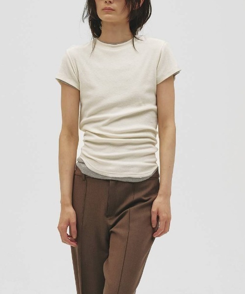 TODAYFUL(トゥデイフル)の「【TODAYFUL/トゥデイフル】Soft Fraice T-shirts/ソフトフレーズTシャツ(Tシャツ/カットソー・レディース・アイボリー/ダークグレー/グレー・FREE)」の4枚目の写真