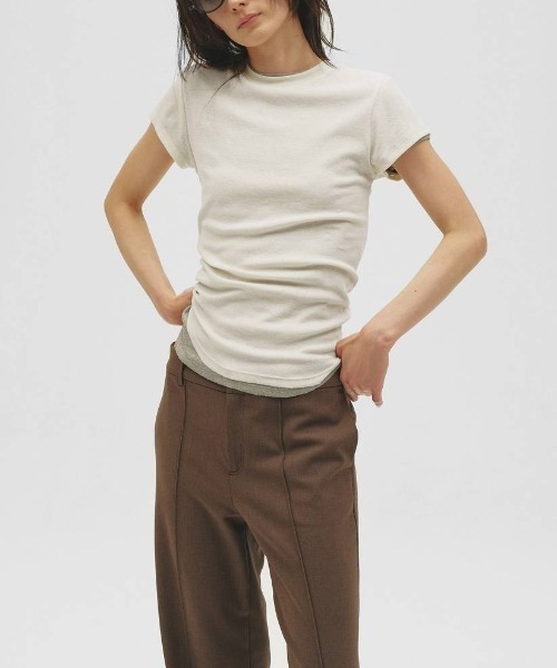 TODAYFUL(トゥデイフル)の「【TODAYFUL/トゥデイフル】Soft Fraice T-shirts/ソフトフレーズTシャツ(Tシャツ/カットソー・レディース・アイボリー/ダークグレー/グレー・FREE)」の5枚目の写真