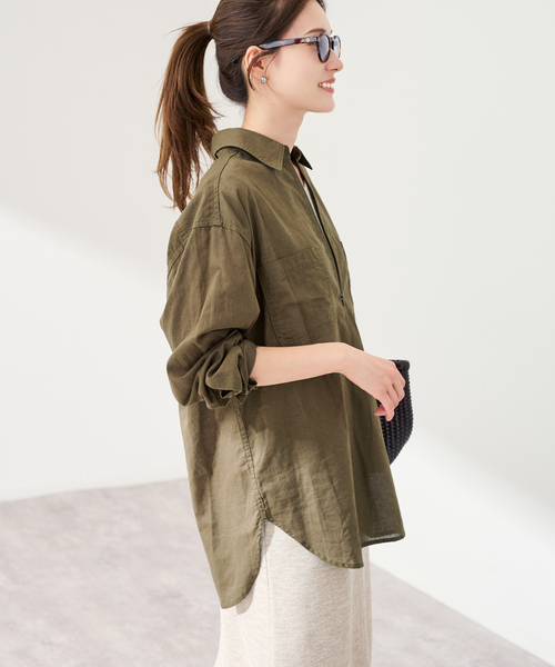 FRAMeWORK(フレームワーク)の「PAYDAY×HOWIECLOTHING×FRAMeWORK HALF ZIP シャツ(シャツ/ブラウス・レディース・アイボリー/ピンク/カーキ・FREE)」の6枚目の写真