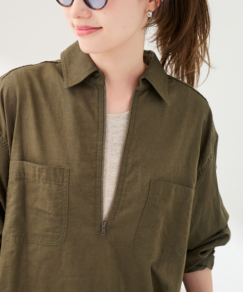 FRAMeWORK(フレームワーク)の「PAYDAY×HOWIECLOTHING×FRAMeWORK HALF ZIP シャツ(シャツ/ブラウス・レディース・アイボリー/ピンク/カーキ・FREE)」の9枚目の写真