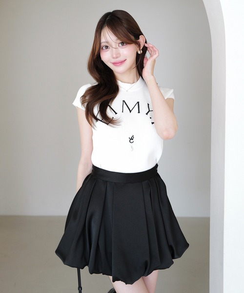 EIMY ISTOIRE（エイミーイストワール）の「EIMY CAPSLEEVE KNIT（ニット/セーター・レディース・ブラック/ホワイト/グレー/ホワイト×ネイビー/ライトピンク・F）」の8枚目の写真