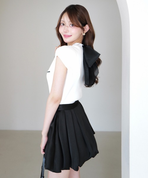 EIMY ISTOIRE（エイミーイストワール）の「EIMY CAPSLEEVE KNIT（ニット/セーター・レディース・ブラック/ホワイト/グレー/ホワイト×ネイビー/ライトピンク・F）」の9枚目の写真