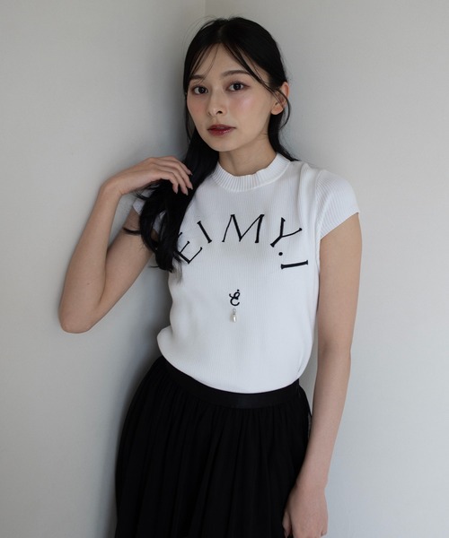 EIMY ISTOIRE（エイミーイストワール）の「EIMY CAPSLEEVE KNIT（ニット/セーター・レディース・ブラック/ホワイト/グレー/ホワイト×ネイビー/ライトピンク・F）」の11枚目の写真