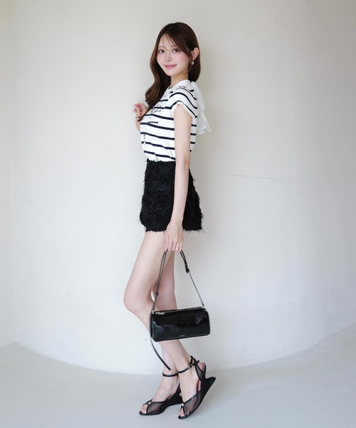 EIMY ISTOIRE（エイミーイストワール）の「EIMY CAPSLEEVE KNIT（ニット/セーター・レディース・ブラック/ホワイト/グレー/ホワイト×ネイビー/ライトピンク・F）」の15枚目の写真
