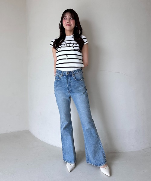EIMY ISTOIRE（エイミーイストワール）の「EIMY CAPSLEEVE KNIT（ニット/セーター・レディース・ブラック/ホワイト/グレー/ホワイト×ネイビー/ライトピンク・F）」の17枚目の写真