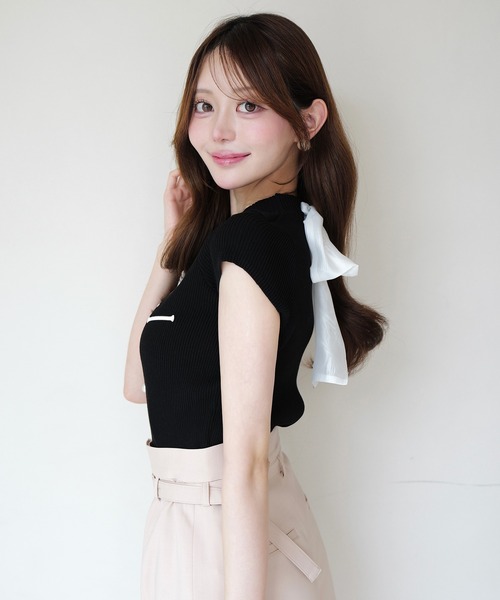 EIMY ISTOIRE（エイミーイストワール）の「EIMY CAPSLEEVE KNIT（ニット/セーター・レディース・ブラック/ホワイト/グレー/ホワイト×ネイビー/ライトピンク・F）」の21枚目の写真
