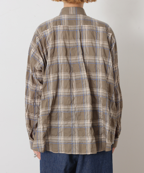 JOURNAL STANDARD LUXE(ジャーナルスタンダード ラックス)の「シャーリングチェック レギュラーカラーBigシャツ(シャツ/ブラウス・レディース・サファリグリーン/ネイビー・FREE)」の11枚目の写真