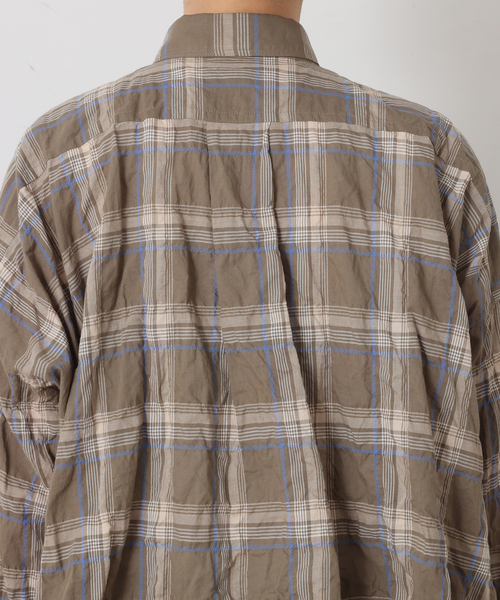 JOURNAL STANDARD LUXE(ジャーナルスタンダード ラックス)の「シャーリングチェック レギュラーカラーBigシャツ(シャツ/ブラウス・レディース・サファリグリーン/ネイビー・FREE)」の13枚目の写真
