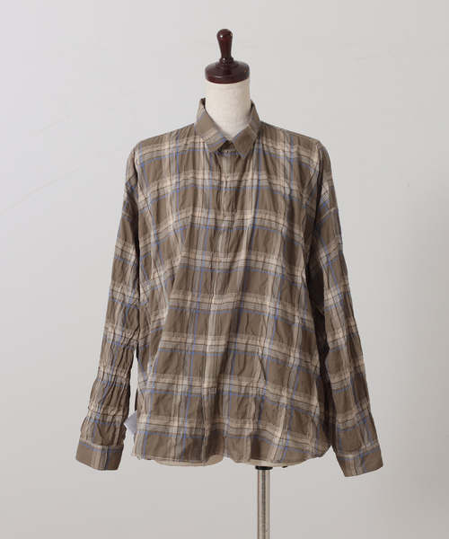 JOURNAL STANDARD LUXE(ジャーナルスタンダード ラックス)の「シャーリングチェック レギュラーカラーBigシャツ(シャツ/ブラウス・レディース・サファリグリーン/ネイビー・FREE)」の17枚目の写真