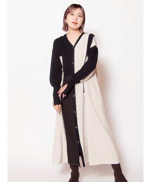 OSMOSIS（オズモーシス）の「2ＷＡＹ切替ニットワンピース（ワンピース・レディース・ブラウン/ブラック/アイボリー・ONE SIZE）」の2枚目の写真