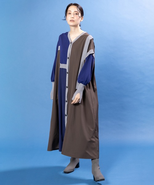 OSMOSIS（オズモーシス）の「2ＷＡＹ切替ニットワンピース（ワンピース・レディース・ブラウン/ブラック/アイボリー・ONE SIZE）」の12枚目の写真