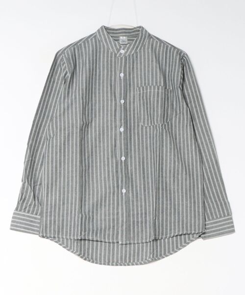 Burner(バーナー)の「【Cr+ov(クローヴ)】ストライプ ビッグシルエット 長袖シャツ cro-shir-1-17【RBTS】(シャツ/ブラウス・メンズ・グレー/ホワイト・X-LARGE/LARGE)」の1枚目の写真