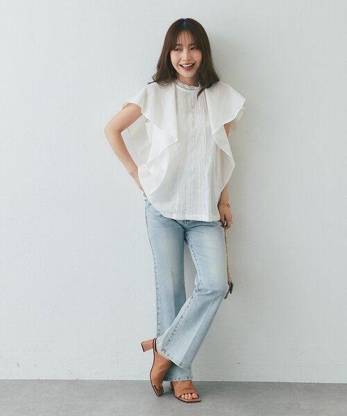 La boutique BonBon(ラブティックボンボン)の「【WEB限定・涼しくて着映え】ローンブラウス(シャツ/ブラウス・レディース・オフホワイト/ブラウン・FREE)」の8枚目の写真