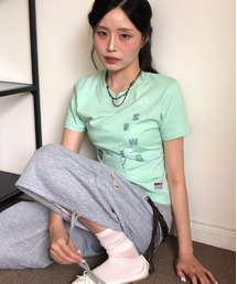 PoPo セミクロップ 半袖Tシャツ [ミント]
