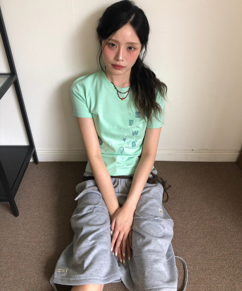 SEW-B（ソービー）の「PoPo セミクロップ 半袖Tシャツ [ミント]（Tシャツ/カットソー・レディース・その他・FREE）」の7枚目の写真
