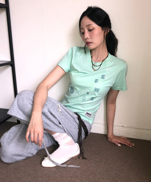 SEW-B（ソービー）の「PoPo セミクロップ 半袖Tシャツ [ミント]（Tシャツ/カットソー・レディース・その他・FREE）」の6枚目の写真