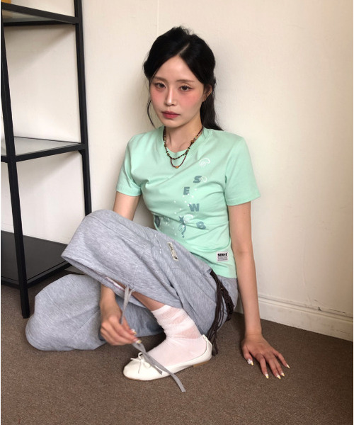 SEW-B（ソービー）の「PoPo セミクロップ 半袖Tシャツ [ミント]（Tシャツ/カットソー・レディース・その他・FREE）」の5枚目の写真