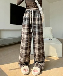 ルーズシルエットチェック柄イージーパンツ
